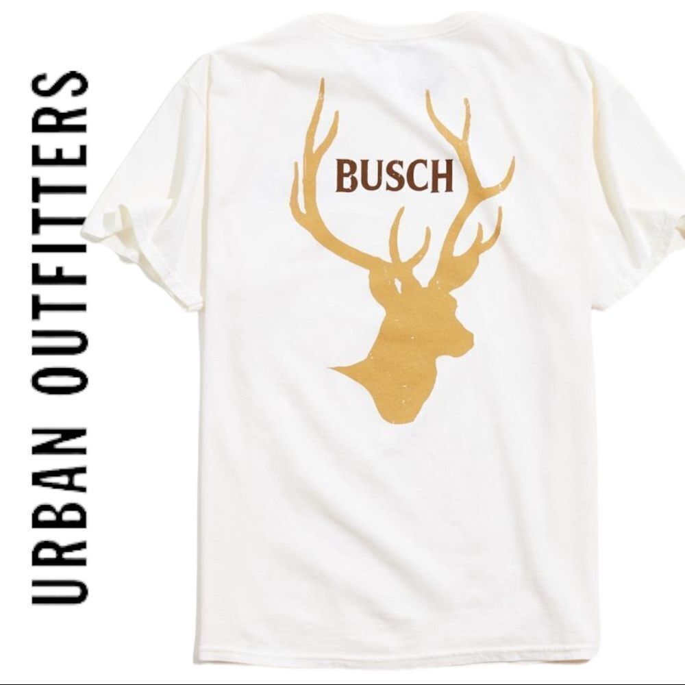 NEW Busch Beer Urban Outfitters UO Buck Silhouette Tee Shirt T-Shirt L XL